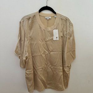 Crinkled Silk Short Sleeve by Vince